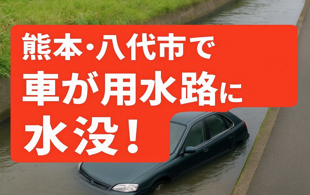 熊本県八代市で車が用水路に水没する事故現場のイメージ画像