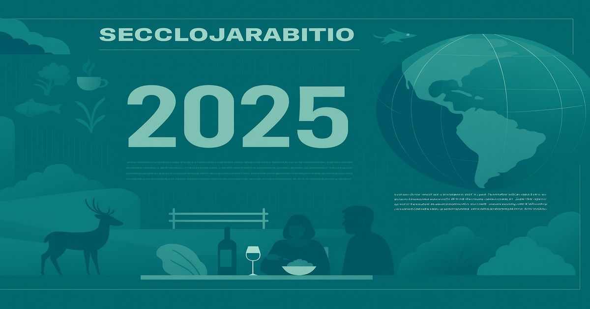 2025年を象徴する地球儀と鹿のシルエットのビジュアルイメージ