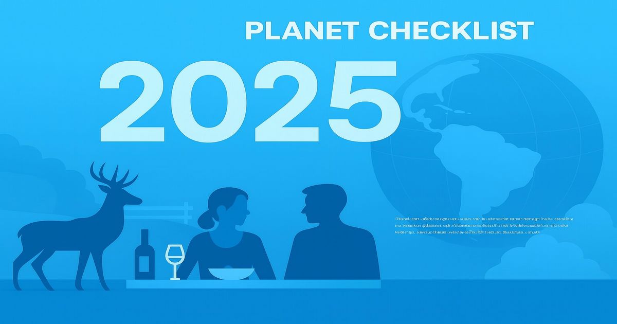 2025年を象徴する地球儀と鹿のシルエットのビジュアルイメージ