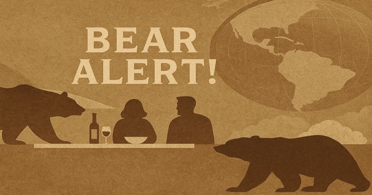 クマが描かれたBEAR ALERTの警告イメージ