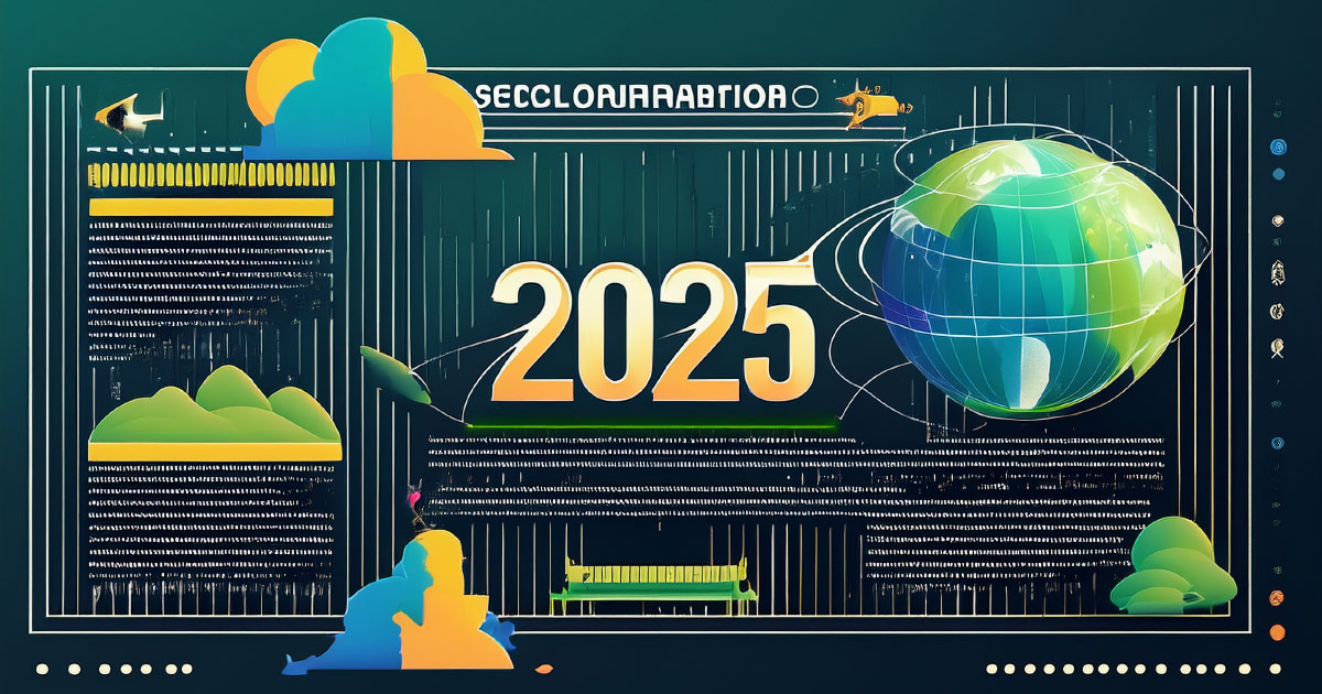 2025年の社会トレンドを象徴する未来的デザインのイメージ