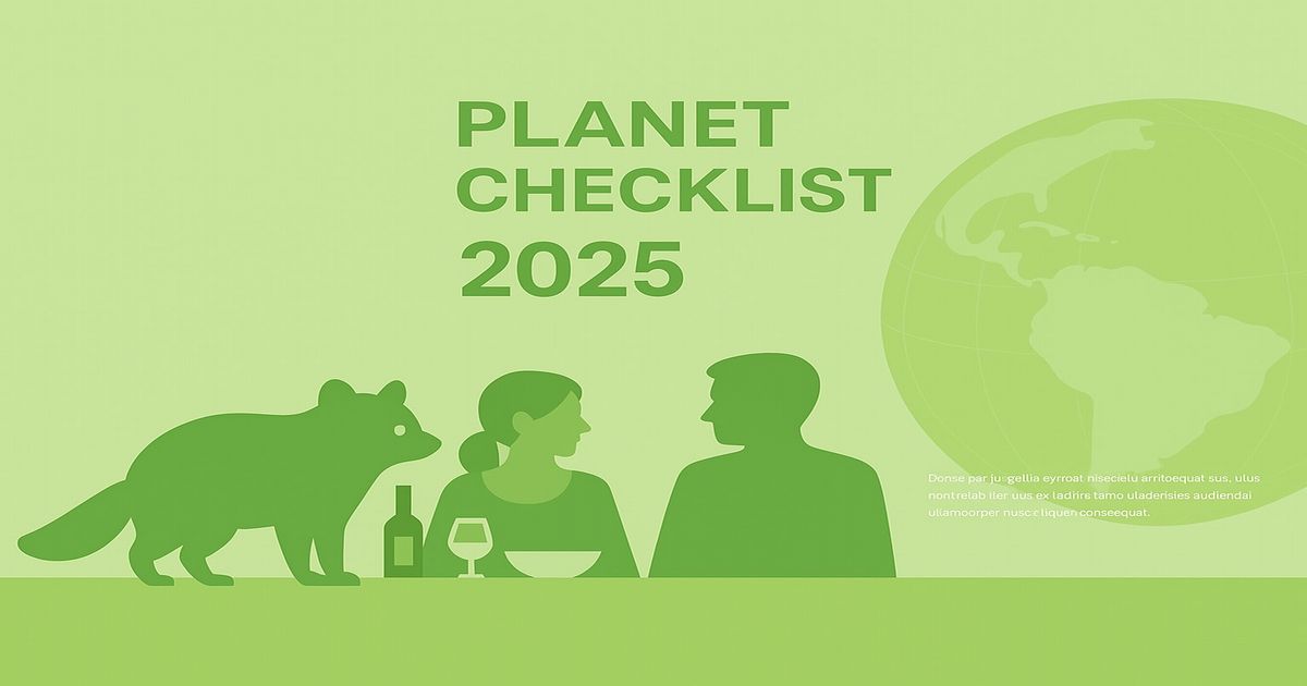 タヌキと人のシルエット、PLANET CHECKLIST 2025