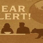 クマが描かれたBEAR ALERTの警告イメージ