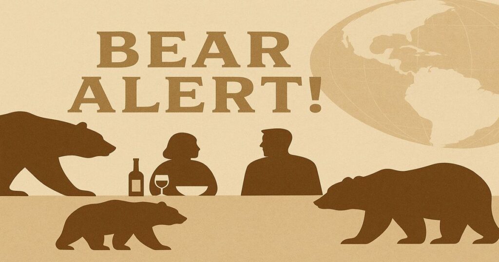 クマが描かれたBEAR ALERTの警告イメージ