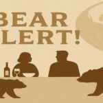 クマが描かれたBEAR ALERTの警告イメージ