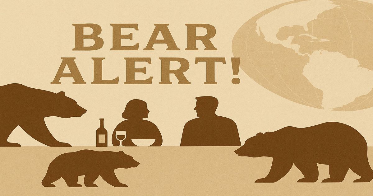クマが描かれたBEAR ALERTの警告イメージ