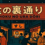 レトロ調に描かれた食の裏通りのアイキャッチ