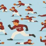 楽天・西垣雅矢が結婚を発表|2歳上妻との新生活とは 選手がさまざまな動作でプレーするアニメ風イラスト