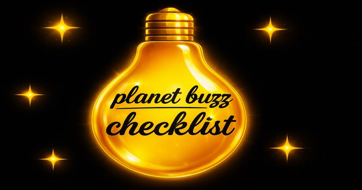 Planet Buzz Checklist のロゴ画像（光る電球デザイン）