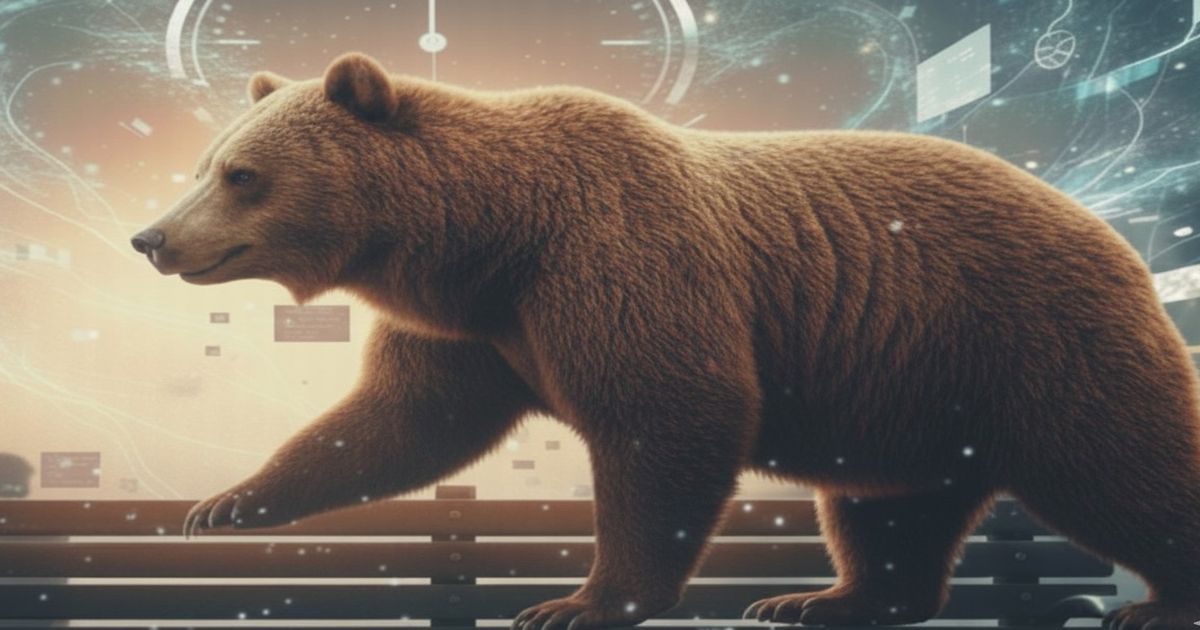 横向きで四つん這いで歩くクマのイメージイラスト